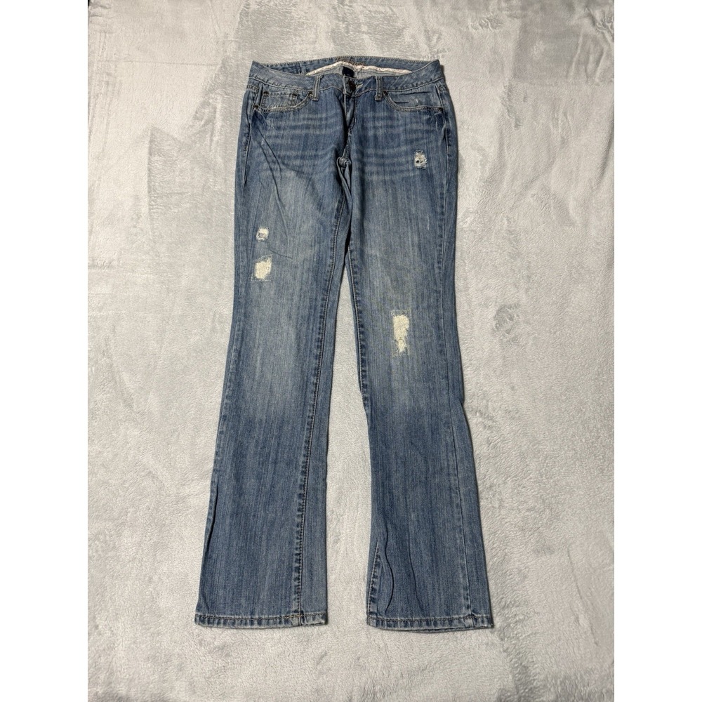 Amethyst Jeans Womens 9 Blue Bootcut Low Rise Medium Wash Distressed Style 30x31